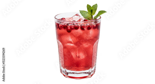 Wallpaper Mural Isolated Transparent Cocktail Red Cranberry Drink with Mint and Ice Cubes Torontodigital.ca