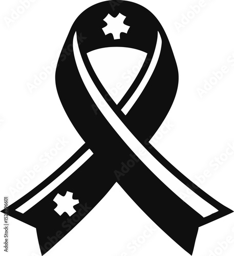 Autism Ribbon Silhouette Vector Illustration 