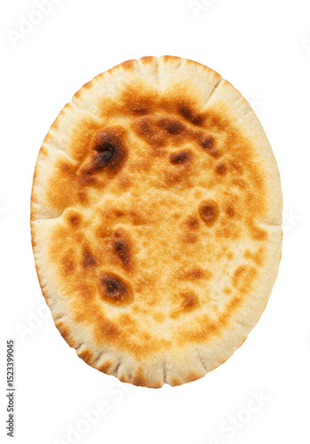 Isolated Photo of Round Pita Bread Flatbread with Golden Crust Transparent