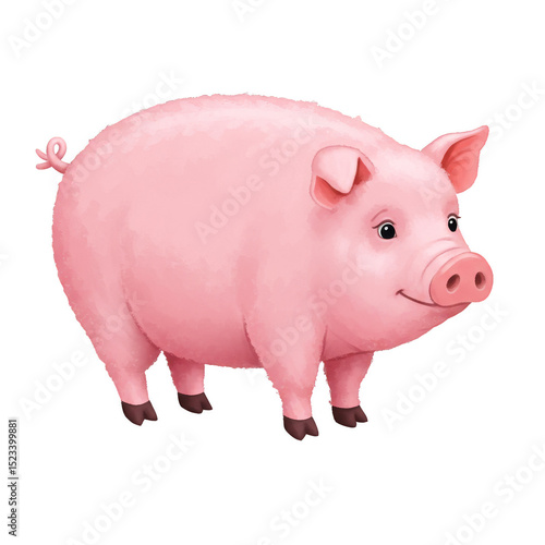 Isolated Pink Pig Illustrat...