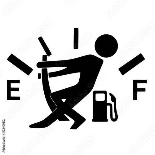 Stick Figure Running on Empty Fuel Icon