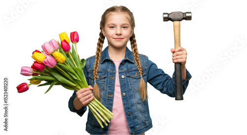 Isolated Portrait Girl With...