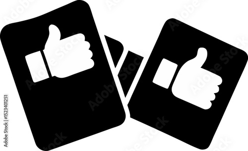 Thumbs Up Down Card Silhouette Vector Illustration