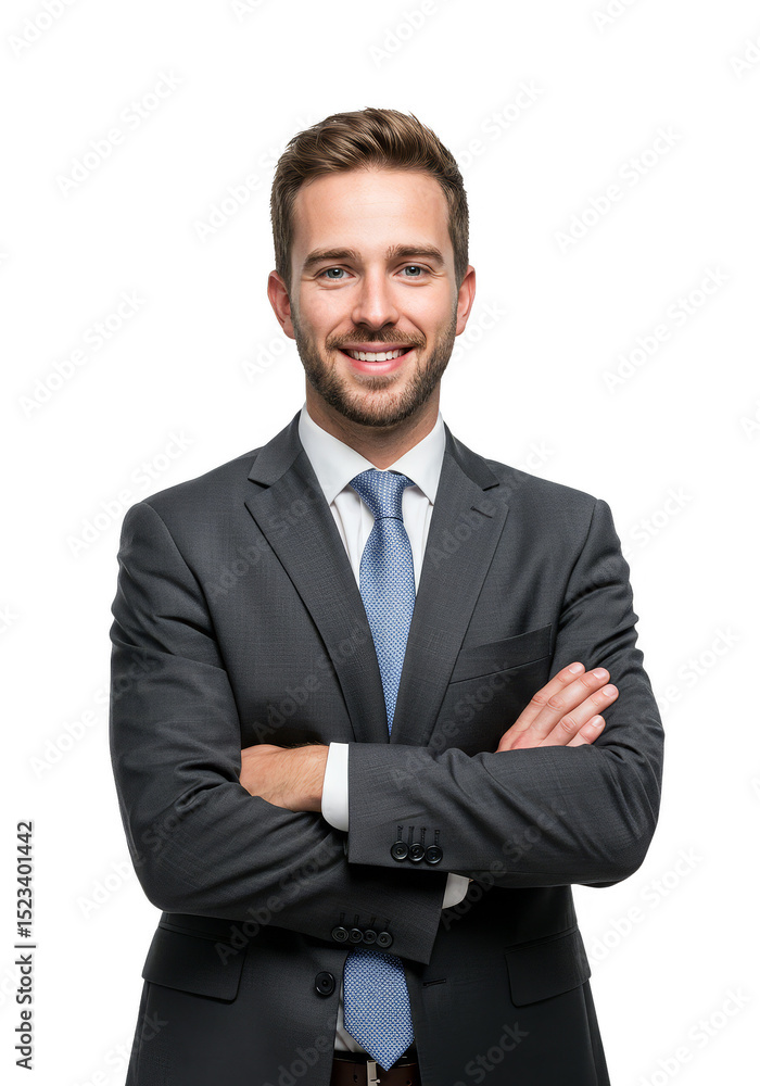 Isolated Portrait of Confident Smiling Businessman in Suit with Arms Crossed Isolated Portrait of Confident Smiling Businessman in Suit with Arms Crossed