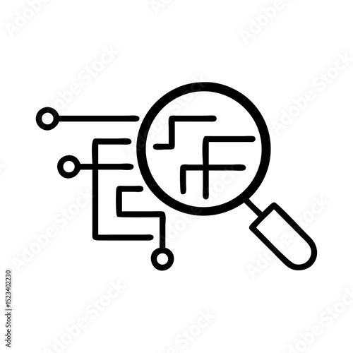 Magnifying glass examining circuit board