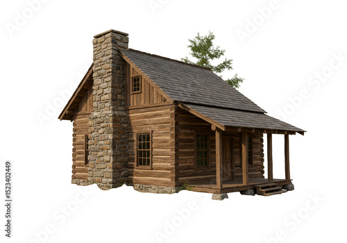 Isolated Rustic Wooden Cabi...