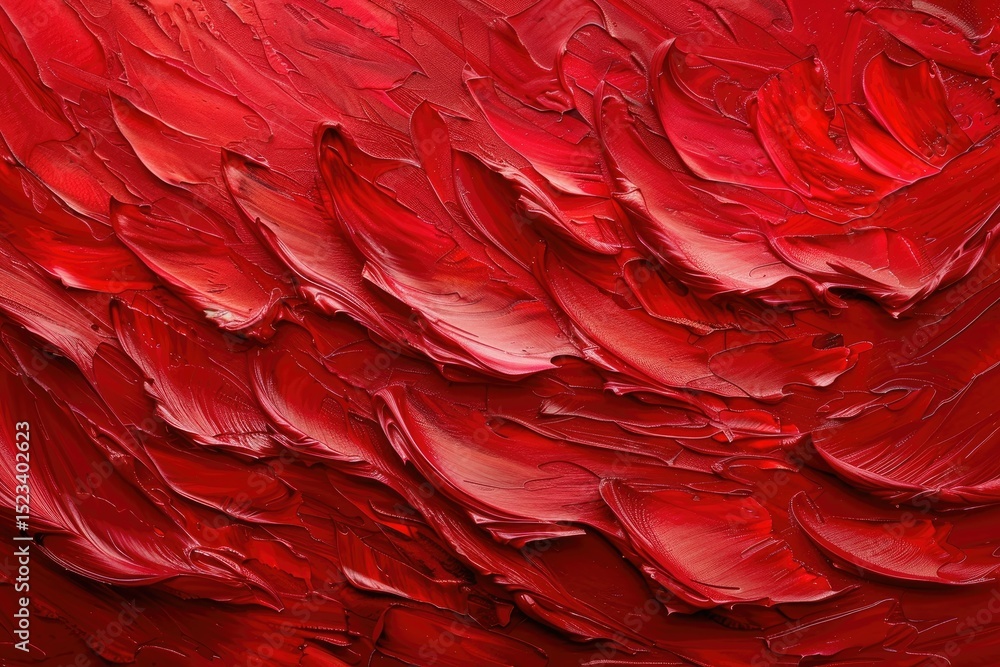 Ultra Quality Image of Red Wave Oil Painting Using Brush Technique Ultra Quality Image of Red Wave Oil Painting Using Brush Technique