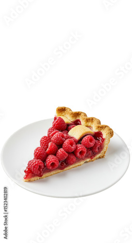 Isolated Slice of Raspberry Pie On a White Plate Dessert Food
