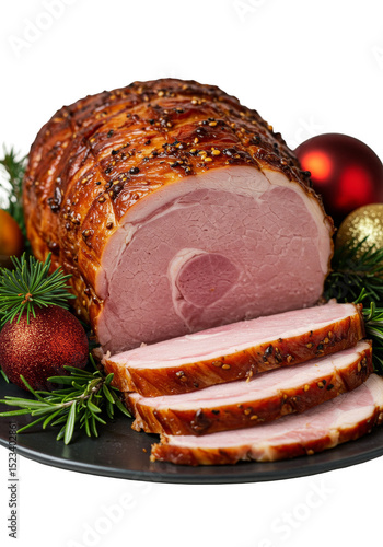 Isolated Sliced Glazed Ham ...