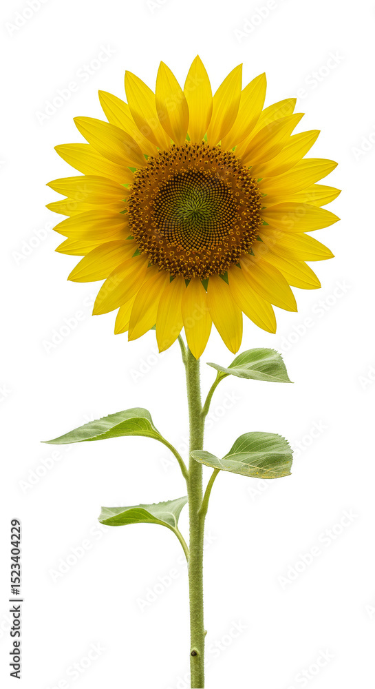 Fototapeta premium Isolated Sunflower with Transparent Background Yellow Floral Bloom