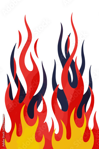 Vibrant flames dancing in red and yellow hues create a striking visual representation of fire energy