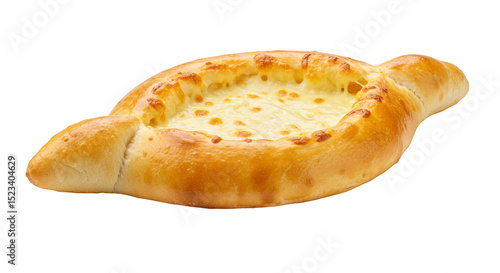 Isolated Traditional Georgian Cheese Bread Called Khachapuri Flatbread