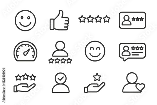 Customer feedback icons on dark background for business reviews and ratings
