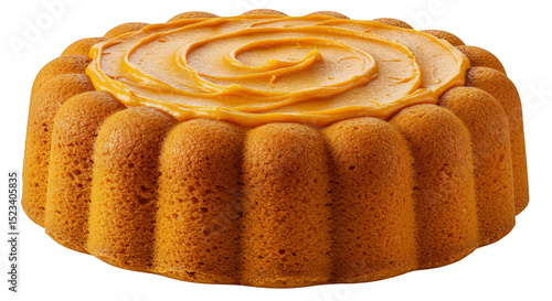 Isolated Transparent Background Of Caramel Swirl Cake Golden Brown Icing
