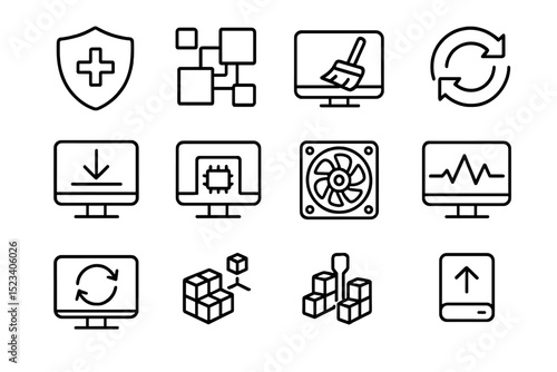 Computer system icons for maintenance, security, and performance optimization