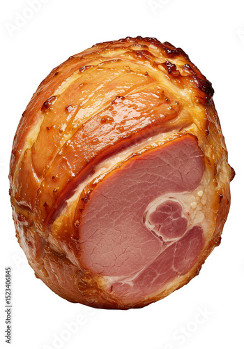 Isolated Transparent Background of Roasted Ham for Holiday Feast