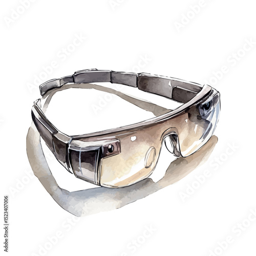 watercolor of Smart Glasses, vector high quality, isolated on a white background.