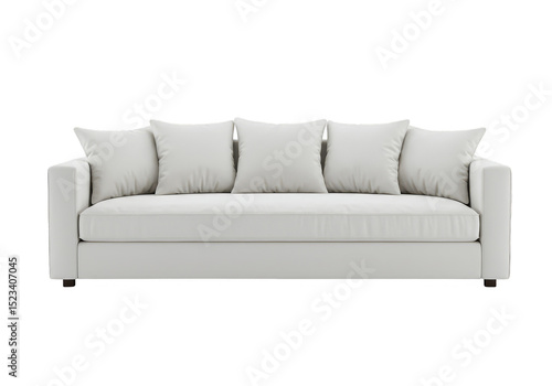 Isolated Transparent Background of White Sofa with Pillows Illustration