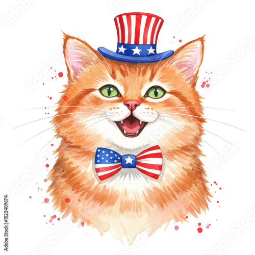 Patriotic Cat Illustration ...