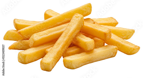 Pile of Golden French Fries Isolated on Transparent Background Food