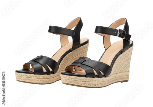 PNG Black Wedge Sandals Fas...