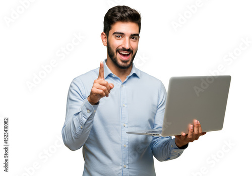 PNG Cheerful Man Holding La...