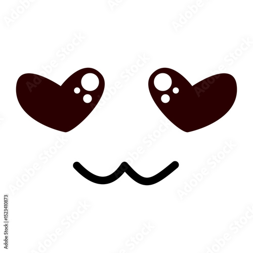 Cute emoticon face with heart eyes showing love and happiness, vector art.