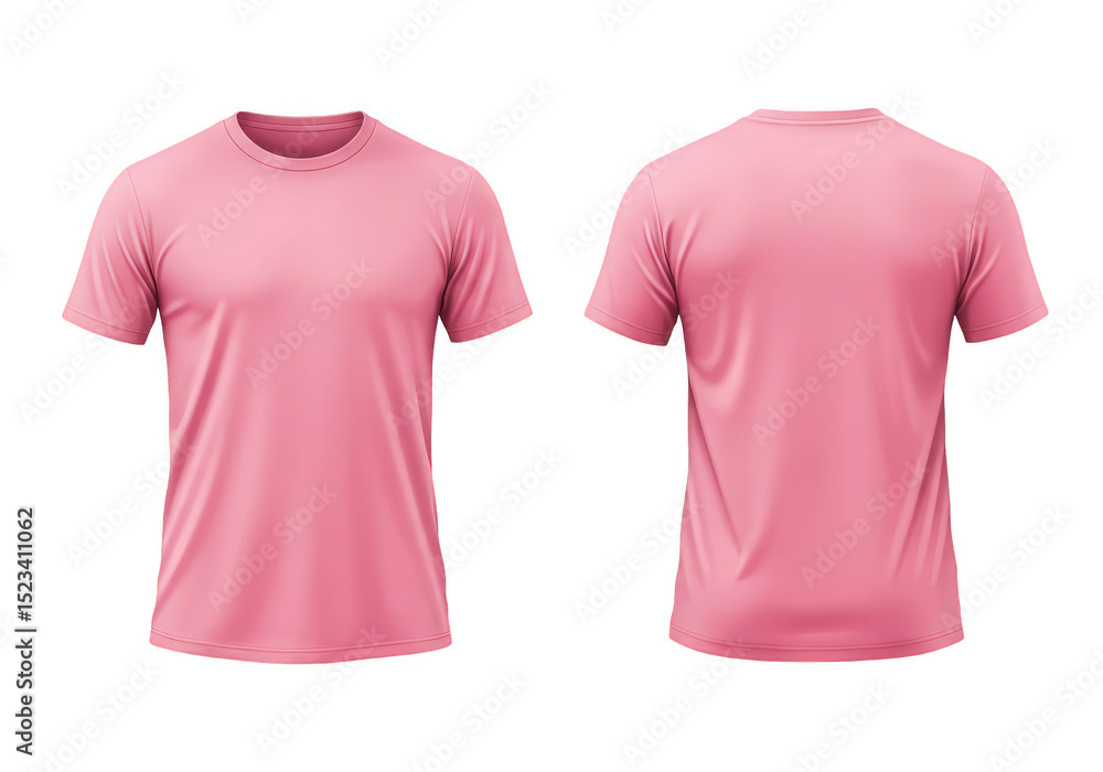 Realistic Illustration of Pink T-shirt Front and Back View Isolated Realistic Illustration of Pink T-shirt Front and Back View Isolated