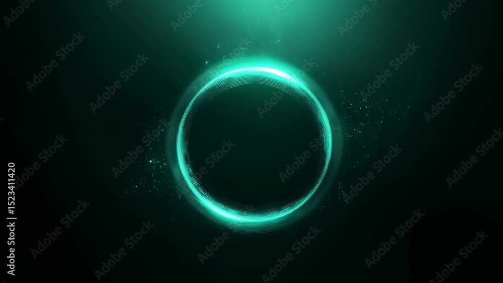 Enthralling visual spectacle featuring an ethereal turquoise ring pulsating gently amidst subtle sparkling elements in a dark space Enthralling visual spectacle featuring an ethereal turquoise ring pulsating gently amidst subtle sparkling elements in a dark space