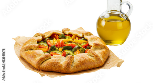 Savory Vegetable Galette with Olive Oil Transparent Background