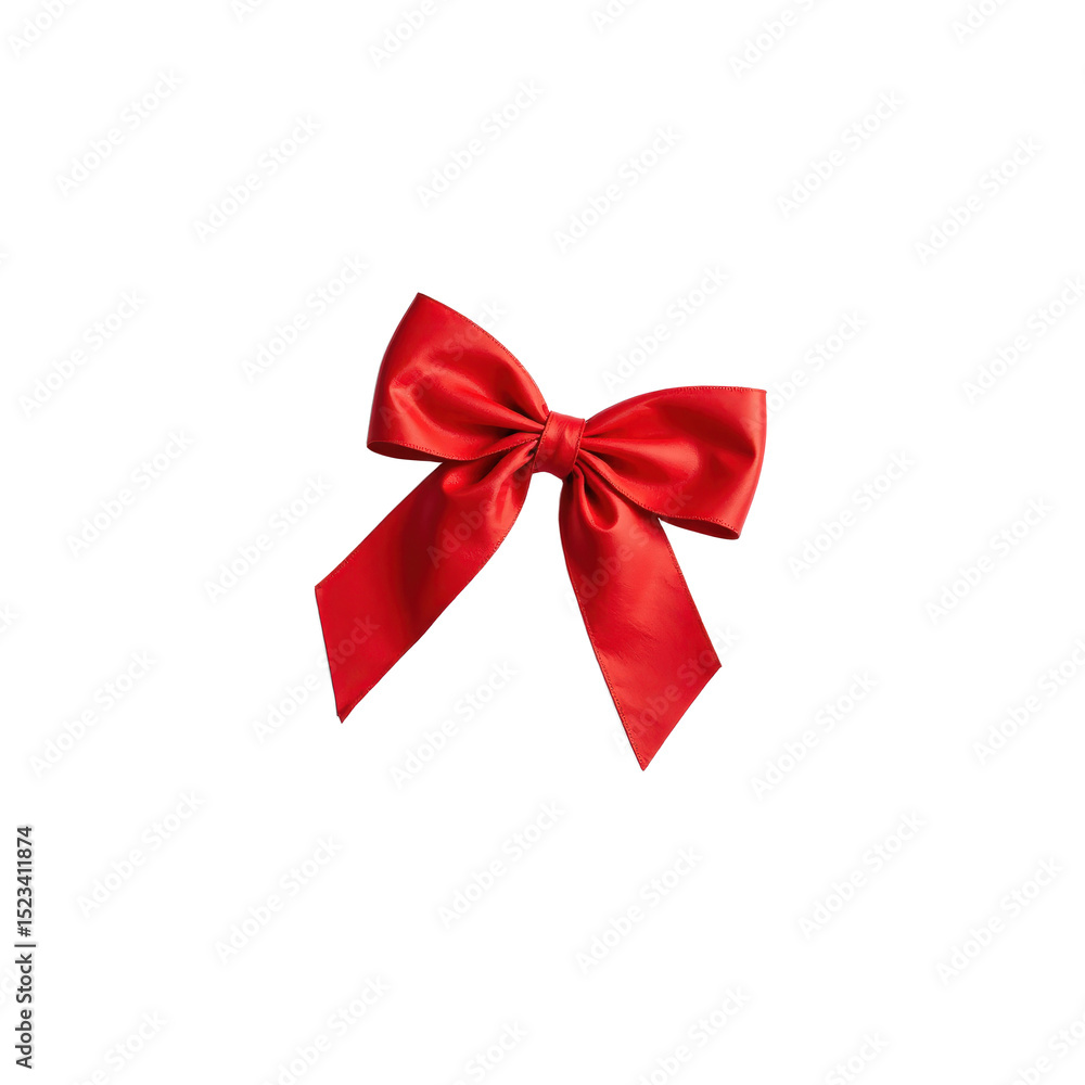 Fototapeta premium Luxurious red ribbon bow on a black transparent background, perfect for gift packaging and festive designs, elegant and celebratory..