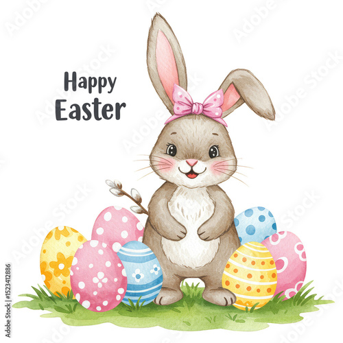 Watercolor Easter Bunny Ill...