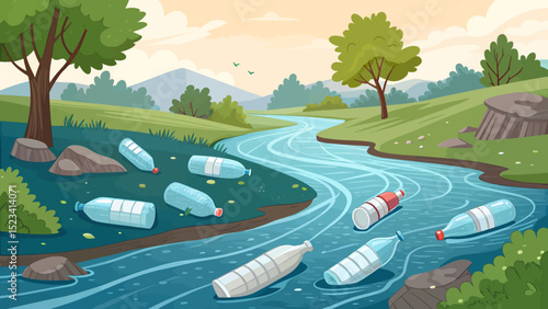 Plastic Pollution in a Scenic River Landscape Depicts Environmental Damage