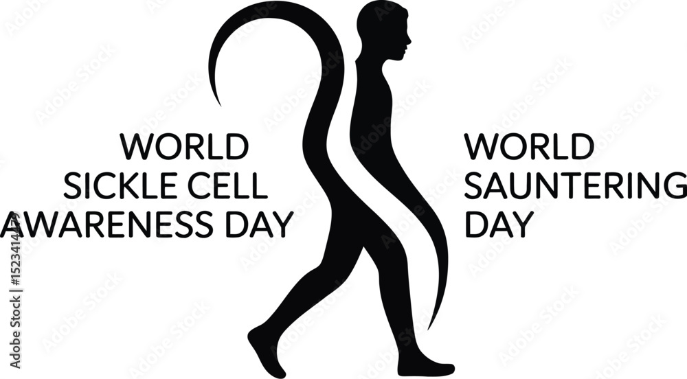 Fototapeta premium A graphic showing world sickle cell awareness day and world sauntering day with a figure in between