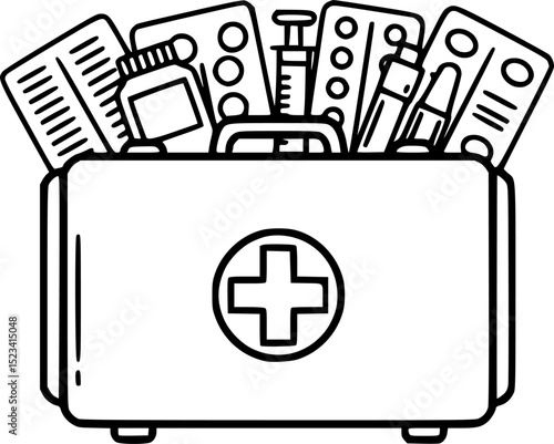 First aid kit bag silhouette,First aid kit bag black vector icon
