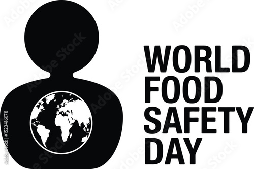 World food safety day illustration featuring a silhouette of a person holding the world inside them