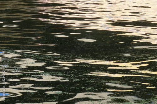 abstract nature background, water surface with waves at sunset