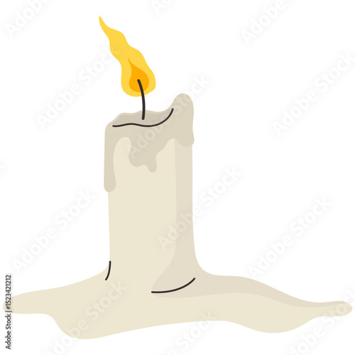 Burning Fire Candle. Burning Candles Illustration.