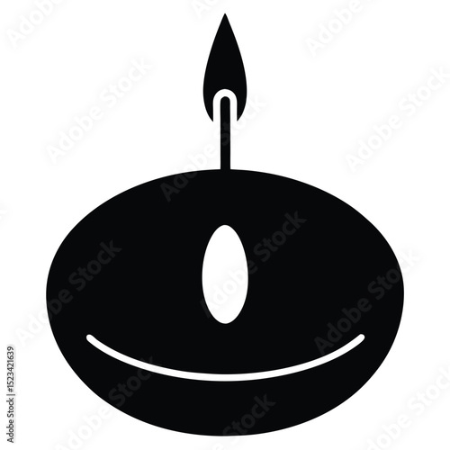 Simple black and white candle illustration representing celebration and happy moments