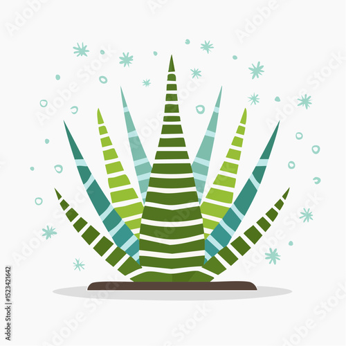 Clean graphic vector of a zebra haworthia, ideal for minimalist or modern home visuals