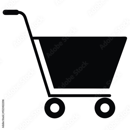 Simple black shopping cart illustration isolated on white background for e commerce concepts