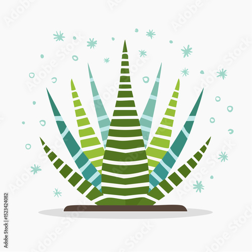 Clean graphic vector of a zebra haworthia, ideal for minimalist or modern home visuals
