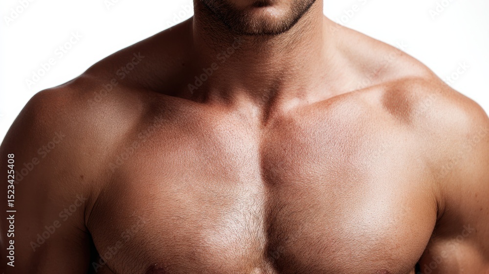 Fototapeta premium A man with a shaved chest and a hairy back