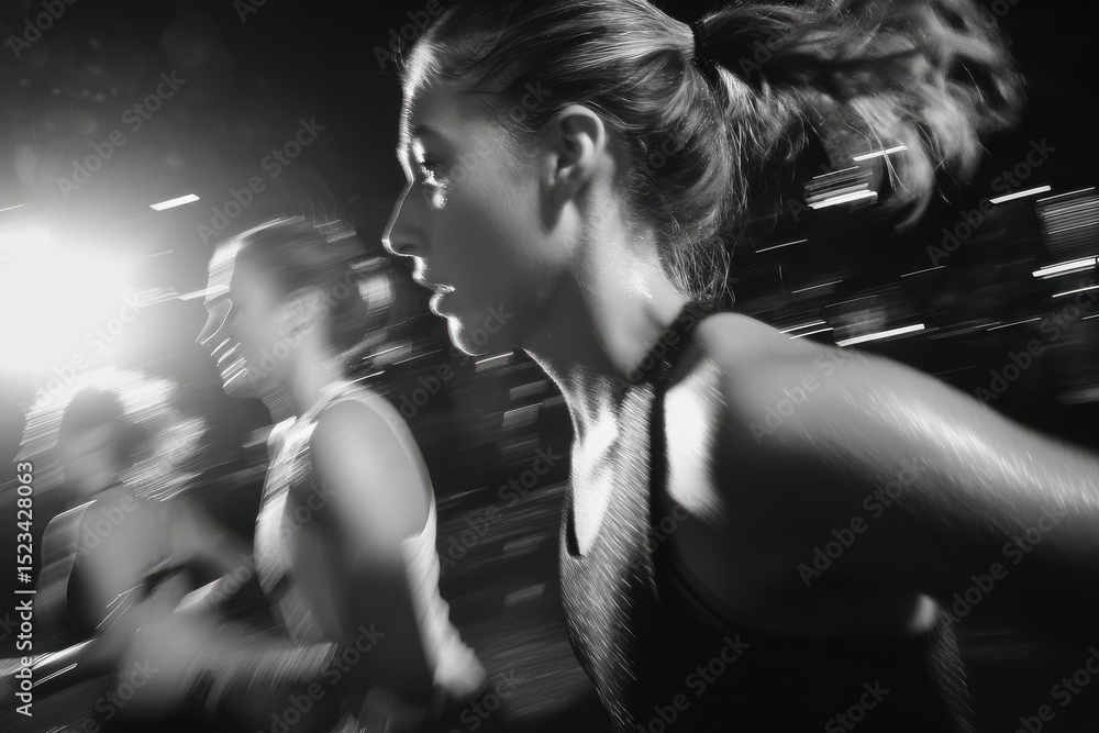 Fototapeta premium A woman running with her hair in a ponytail