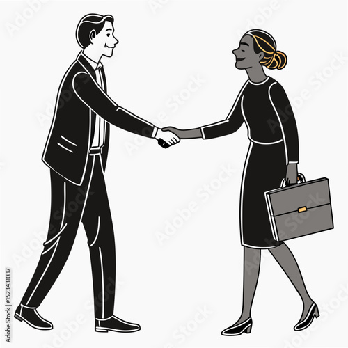 Professional business people handshake illustration transparent background