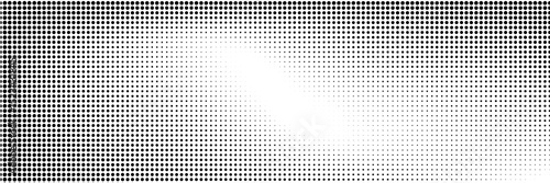 Grunge halftone gradient background. Faded dotted grit noise texture. Black and white rasterized sand wallpaper. Retro pixelated bitmap backdrop. Aged anime or manga comic grain overlay