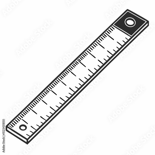 Black and white illustration of a ruler measuring tool
