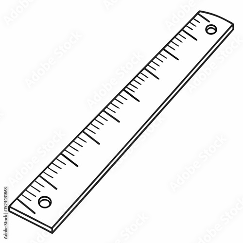 Simple black and white hand drawn ruler illustration