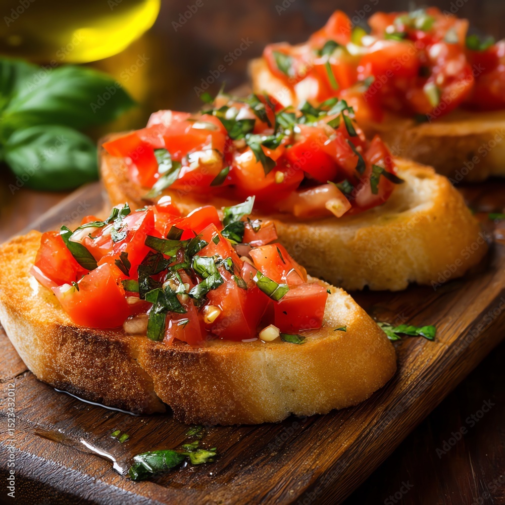 Bruschetta with tomatoes basil fresh appetizer food Bruschetta with tomatoes basil fresh appetizer food