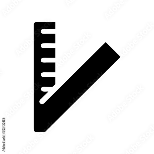 Crisp black silhouette of a level ruler on white background